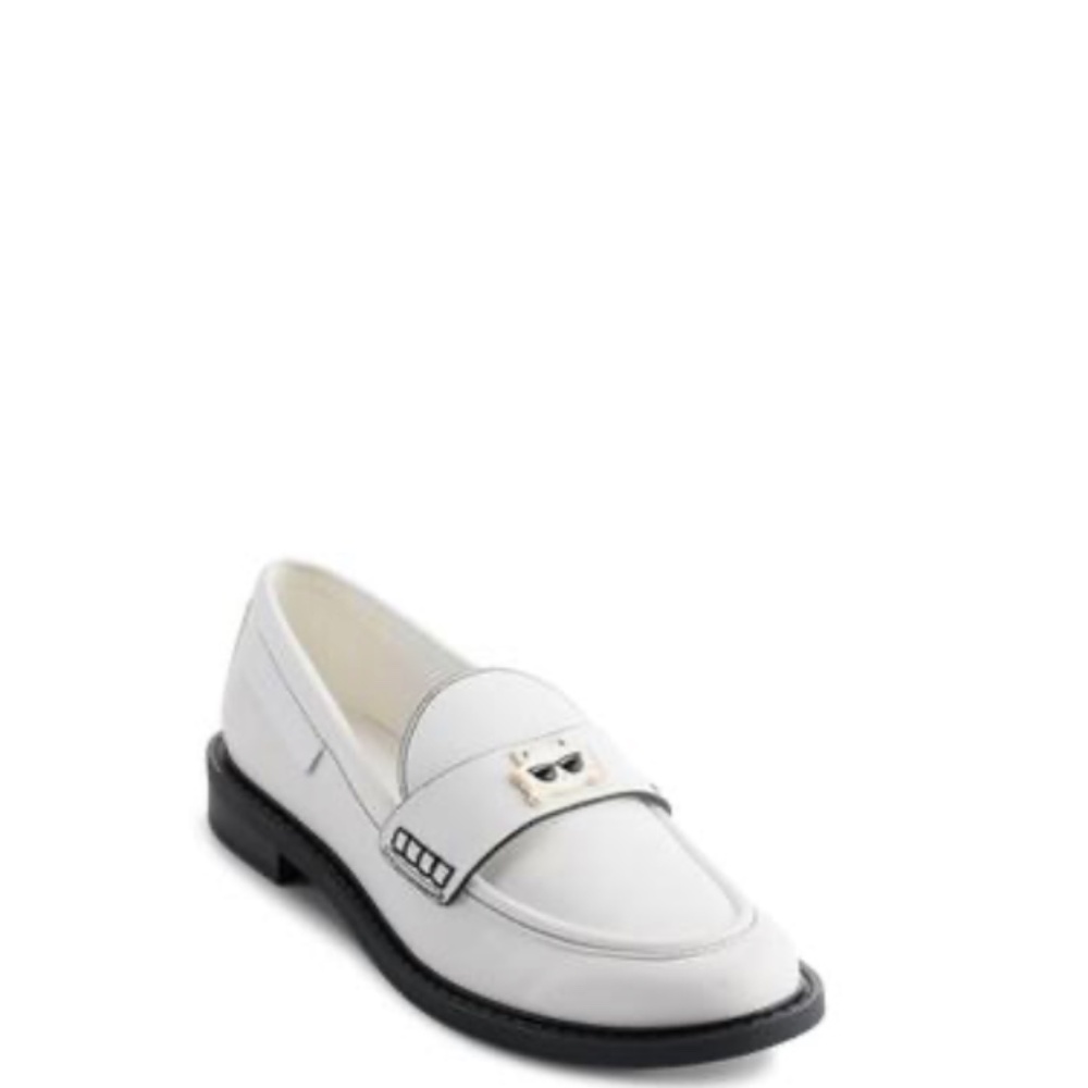 Karl Lagerfeld Paris Women's Riya Signature-Band Loafers - Bright White NWT